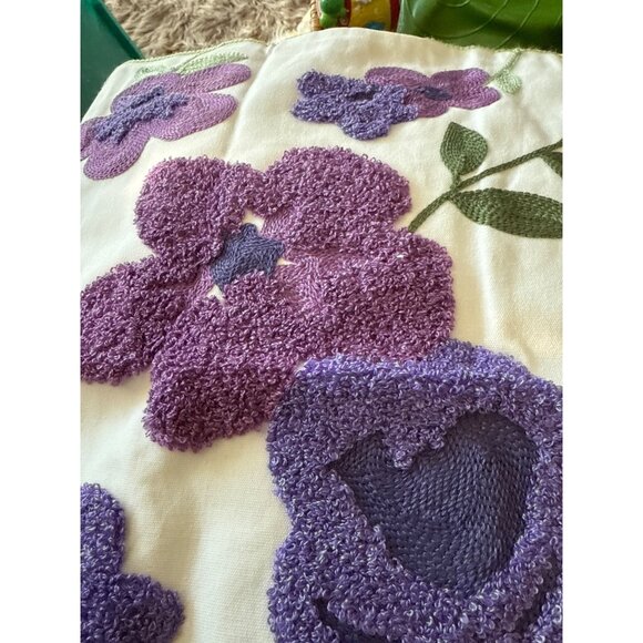 Grandma Purple Embroidered Flowers Throw Pillow Case - Picture 2 of 4
